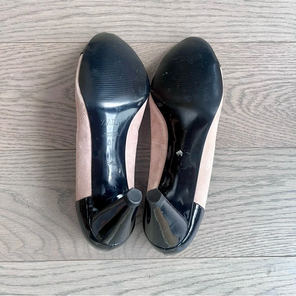 ZARA | 37 | Blush Pink and Black High Heels shoes - Picture 3 of 6